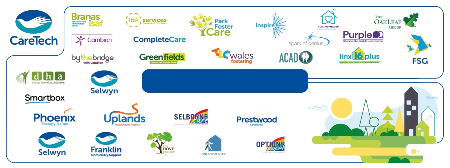 CareTech recruitment banner showing the logos of all subsidiaries within the wider group