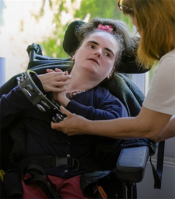 young disabled woman in wheelchair.