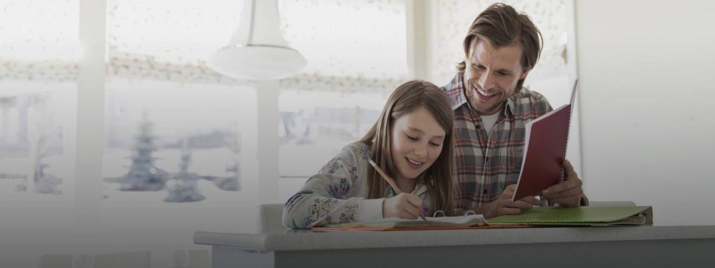 father and daughter studying together