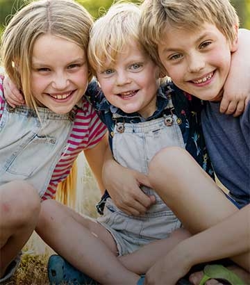 Three happy children